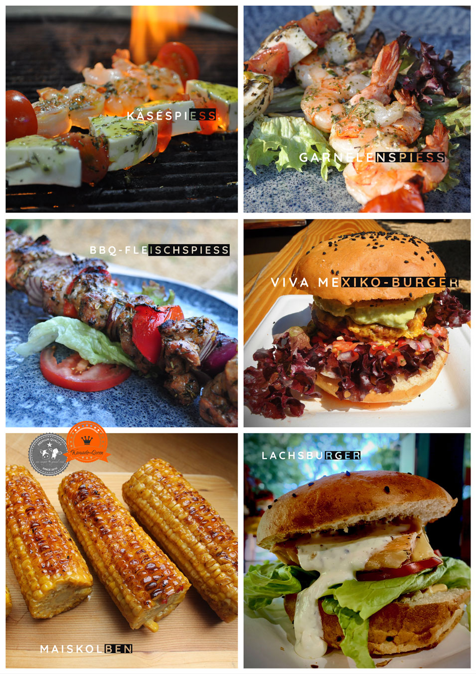 Collage von Beispielbildern Food